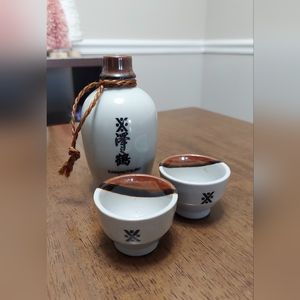 Sawanotsuru Ceramic Sake Set. Made in Japan.